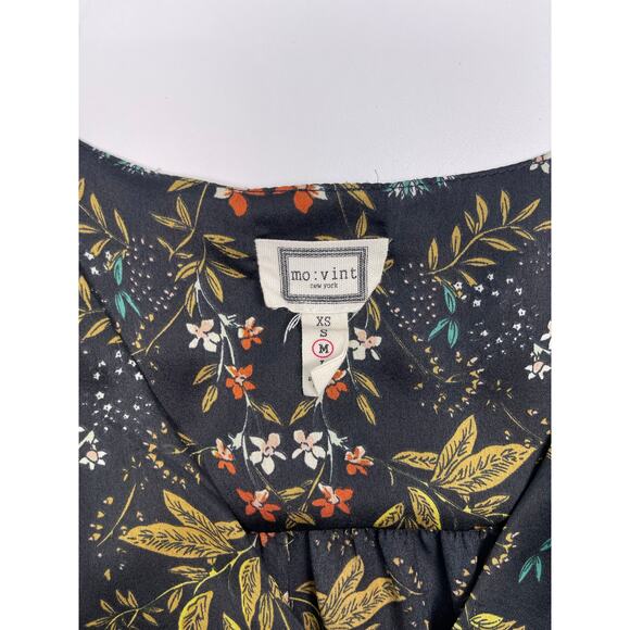 Mo:Vint Black Floral Long Sleeve Dress Size Medium Elegant & Feminine - Picture 6 of 10